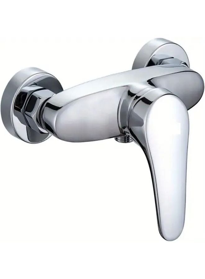 Alloy Dual Mixer Tap For Shower And Basin Hot Cold Water Ceramic Cartridge Anti Scald Silvery - Image 2